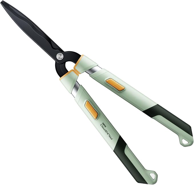 PrunePro Extendable Hedge Shears (27"-35") | Wavy Stainless Steel Blades | Teflon Coated for Smooth Cuts | Lightweight Adjustable Garden Clippers for High Hedges & Bushes