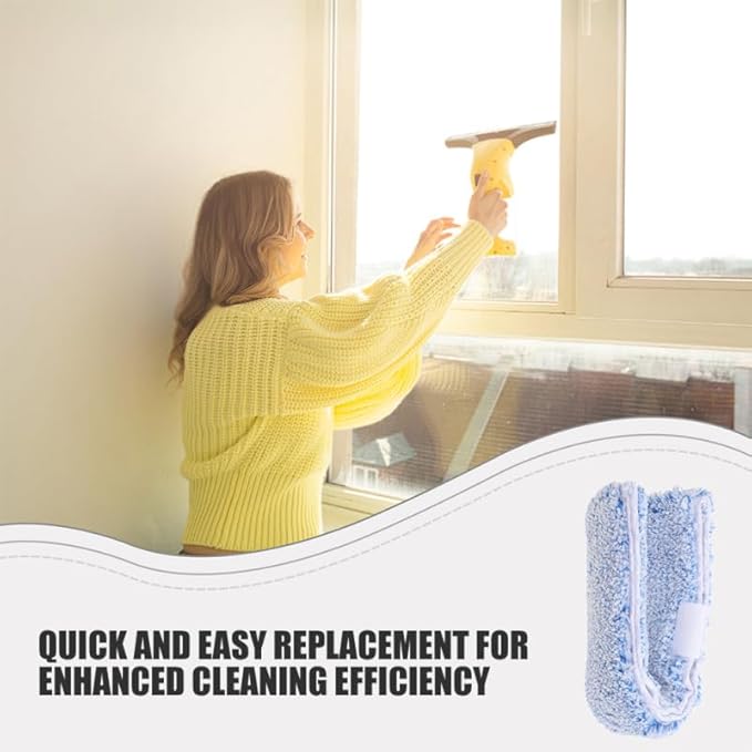 OUNONA Replacement Window Cleaning Pads 4-Pack Reusable Microfiber Squeegee Sleeves for Glass Windows Bathroom Mirrors Tabletops 14.17X2.75X2.75 Inches