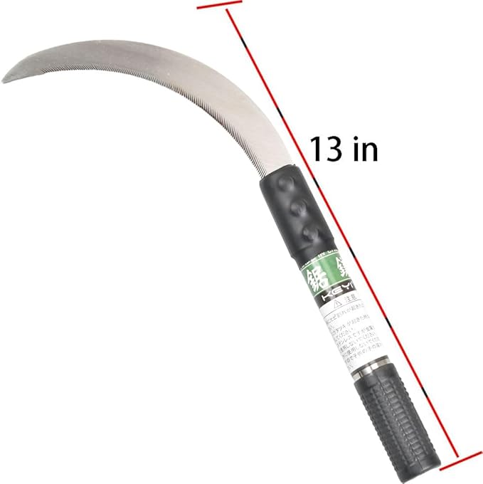 Clearing Sickle,Weeding Sickle, carbon steel Blade/steel Handle Animal Husbandry Sickle - Great for Removing Unwanted Vines and Weeds (13 in)