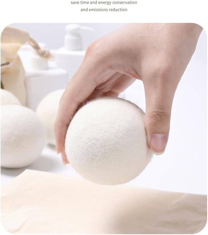 Laundry Wool Dryer Balls, 6 Pack Natural Fabric Softener, Reusable Laundry Balls for Dryer, Reduces Clothing Wrinkles and Saves Drying Time for Washing Machine Accessories