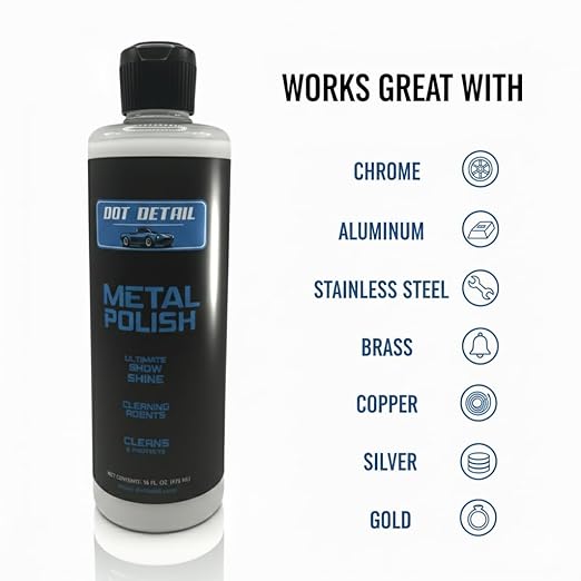 Metal Polish, 16 fl oz, Ultimate Show Shine, Cleans and Protects Aluminum, Stainless Steel, Brass, Copper, Silver, Gold