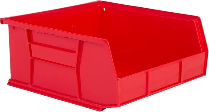 Hudson Exchange 11" x 11" x 5" (3 Pack) Plastic Stackable Storage Bin and Hanging Container, Red