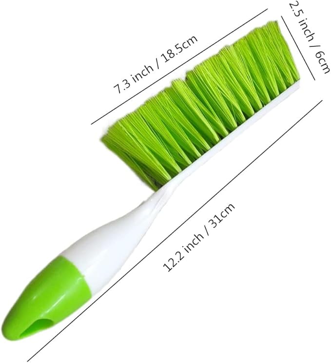 2 Pack Soft Bristle Bed Sheets Sweeping Cleaning Brush with Long Hand, Counter Duster for Debris Hair Remover Desk Quilt Sofa Furniture (Blue, Green)