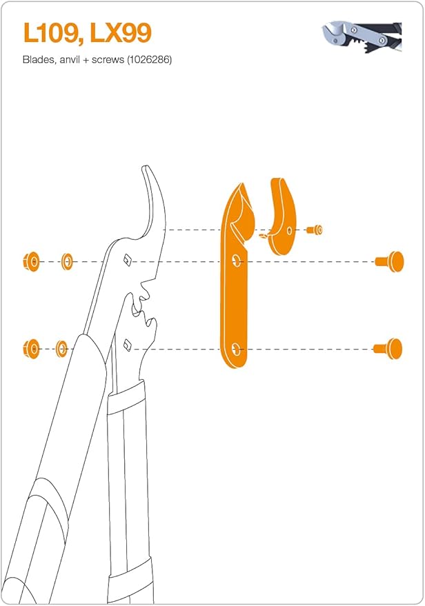 Fiskars Original replacement blade, anvil and screws, For Fiskars Lopper Anvil Shears L109, LX99, L93, L99, Grey, 1026286