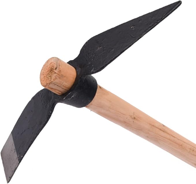Pick Axes for Digging, High Carbon Steel Double Sided Design Garden Pick Axe Pick Axes with Wood Handle for Flower Beds, Weeding, Gardening Loosening Soil, Digging, Camping