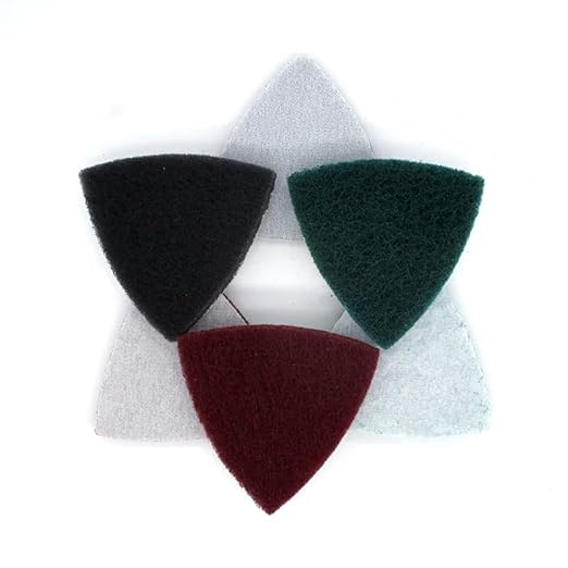 15Pcs Triangle Scouring Pad 90x90x90mm 240 to 800 Grit Heavy Nylon Cleaning Cloth Hook and Loop,400