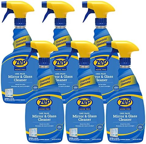 Zep Home Pro One-Pass Mirror & Glass Cleaner - 32 Fl. Oz. (Case of 6) - R49606 - Leaves a streak-free shine while eliminating dirt, dust, and smudges from your glass surfaces