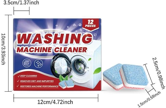 Washing Machine Cleaner Tablets, Deep Cleaning Descaler and Deodorizer, 12 Month Supply, 24 Pieces Washing machine cleaner