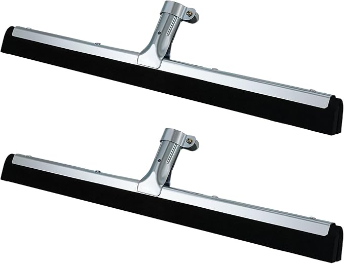 Lasnten 2pcs Double Foam Floor Squeegee for Concrete Industrial Floor Scrubber Stainless Steel Cleaning Squeegee with Rubber Heavy Duty Broom EVA Foam Blade for Garage Window Pool (22 Inch)