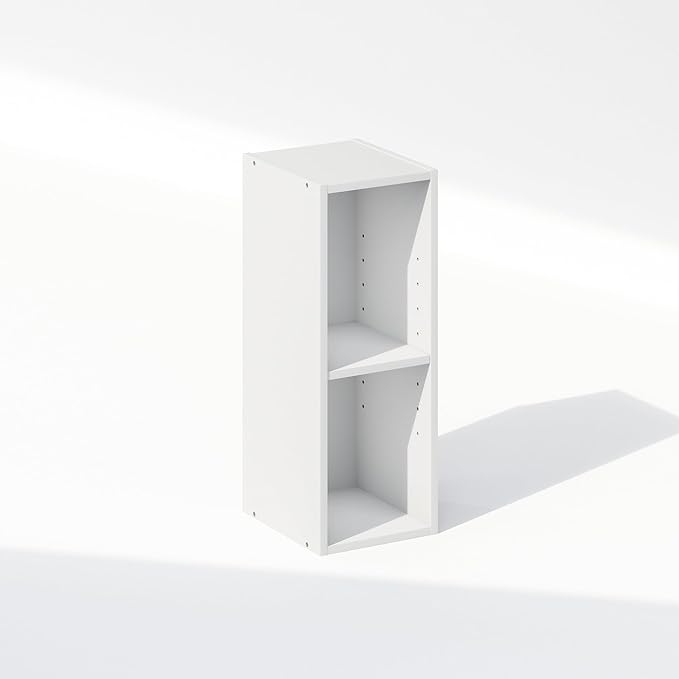 Furinno Reed 2-Tier Closet Organizers and Storage, Closet Organizer, Open Shelf Closet Storage, for Wardrobe, Bedroom, Living Room, 8-Inch Width, White