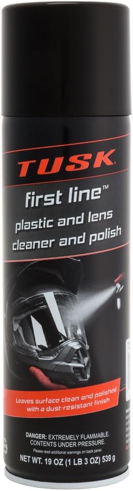 TUSK First Line Plastic & Lens Cleaner and Polish 19 oz – Cleaner, Polish & Protectant for Plastic, Acrylic & Polycarbonate – Dust & Fog Resistant for Helmets, Windshields, UTV/ATV, Automotive