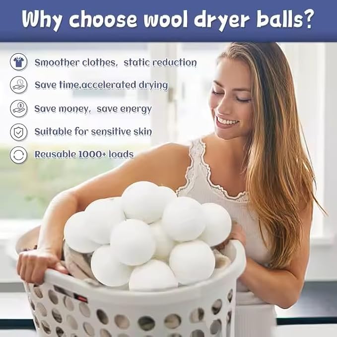 Organic Wool Dryer Balls: Eco-Friendly & Chemical-Free | Our Anti-Entanglement Reusable Balls Eliminate Wrinkle Static | 6-Pack XL Dryer Balls for Laundry is Made with New Zealand Wool (MER-WHT-CAT)