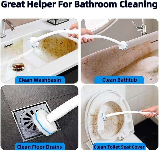 Disposable Toilet Brush & Wand Refills, 50 Count 3-Layer Octagonal Toilet Cleaner Heads, Compatible with Most Standard Toilet Wands, Hygienic Bathroom Deep Cleaning