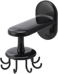 OUNONA Rotatable 8-Claw Adhesive Wall-Mounted Utensil Hook Black, Non-Punch Kitchen and Bathroom Hanging Organizer for Cooking Tools and Storage