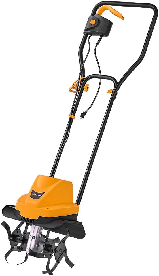Hoteche 12-Inch Corded Electric Tiller 6.3-Amp Garden Soil Cultivator with 4 Steel Tines