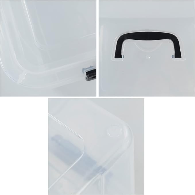 Anbers Pack of 4 Clear Latching Storage Boxes, 17.5 Quart Storage Bin with Lid and Handle