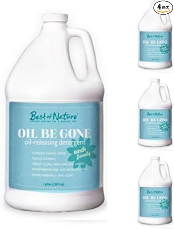 Oil Be Gone Liquid Laundry Detergent – Heavy-Duty Massage Sheet Stain Remover with Brighteners – Case of 4 (1 Gallon each), Concentrated Formula