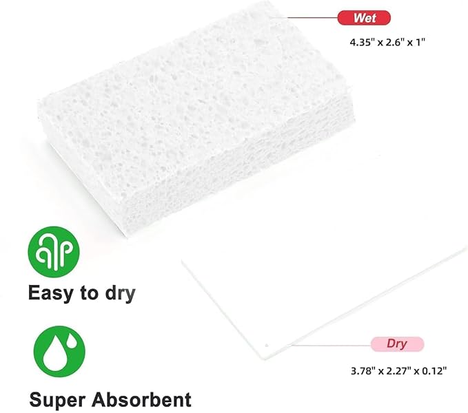 12 - Pack Non-Scratch Scrub Sponges - Sponges for Dishes and Washing Dishes, Cleaning Sponges for Kitchen Home Bathroom Cars, Funny Cut-Outs DIY for Kids (White)