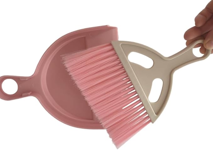 3 Pack Mini Broom and Dustpan Set with Handle, Hangable Small Hand Dustpan and Brush Cleaning Tool Set for Table Desk Keyboard Countertop Cars Sofa