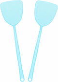 HARFINGTON 2pcs Fly Swatter 5.5"x4.9" Plastic Manual Heavy Duty Long Handle Fly Swatter for Home Indoor Outdoor, Blue