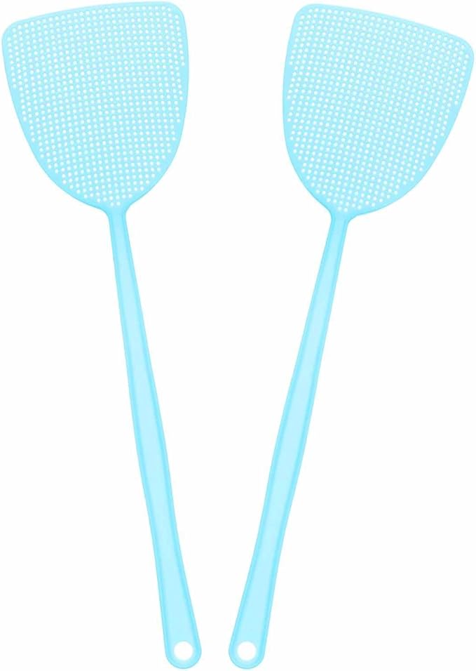 HARFINGTON 6pcs Fly Swatter 5.5"x4.9" Plastic Manual Heavy Duty Long Handle Fly Swatter for Home Indoor Outdoor, Blue
