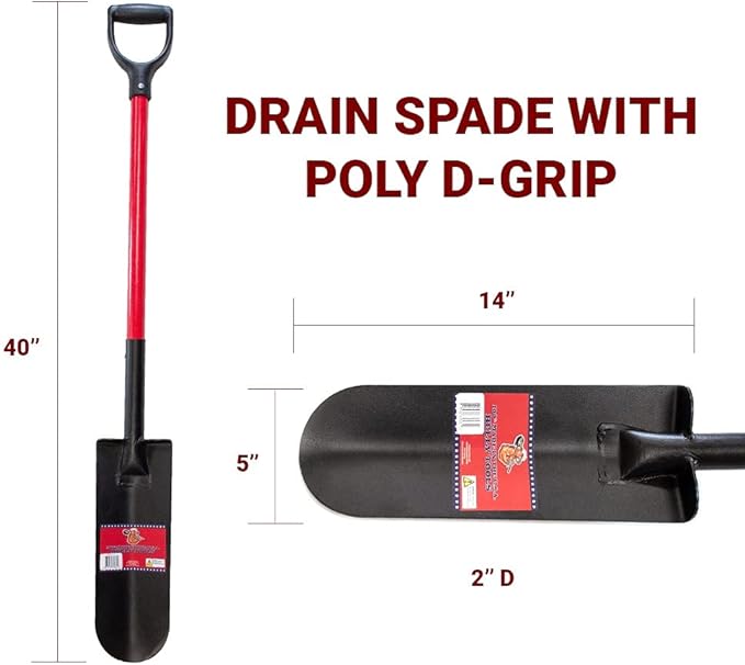 BULLY TOOLS 82535 12 Ga. 14" Drain Spade. Fiberglass Dgrip Handle.