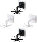 GLEAVI 4pcs 360-degree Rotatable Kitchen Utensil Hooks, Wall-Mounted Heavy Load Hanging Hooks for Kitchenware, Under Cabinet Sticky Holders in Black and White