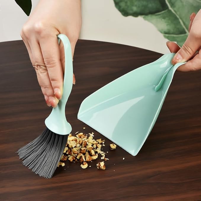 Cabilock Mini Dustpan and Brush Set, 4 Sets Small Broom and Dustpan Set, Desktop Cleaning Tool Accessories for Desktop Computer Keyboard Car Window