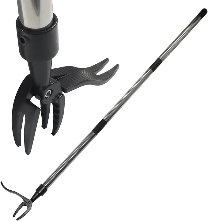 1Pcs Weed Puller, Stand up Weeder Weeding Tool, with Black Claw & Long Silver Metal Handle, 46" Weed Remove Tool for Lawn, Yard & Garden, No Bending or Kneeling Required