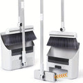 3 in 1 Broom and Dustpan Set with Adjustable Push Broom with 48.8“ Long Handle for Floor Sweeping Outdoor Indoor Sweeping Combo for Home & Kitchen (White)