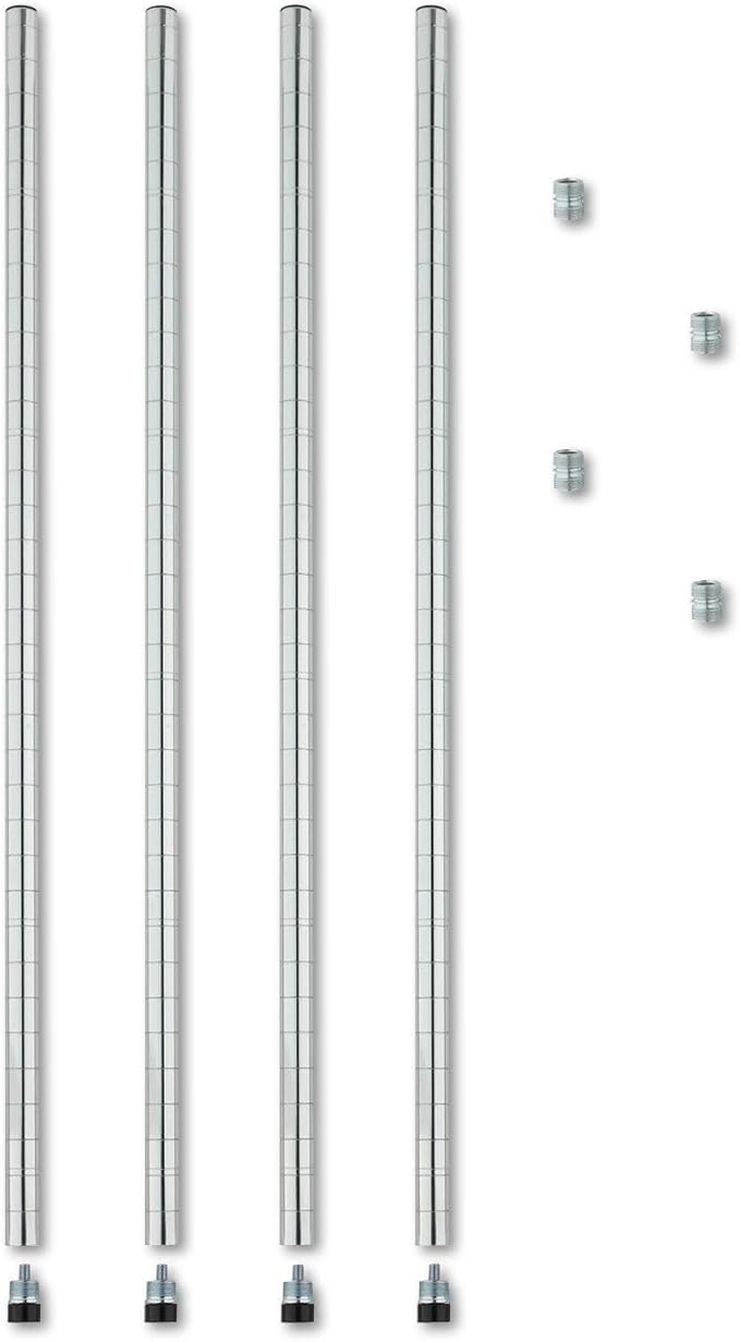 Alera ALE Stackable Posts For Wire Shelving, 36" High, Silver (Pack of 4)