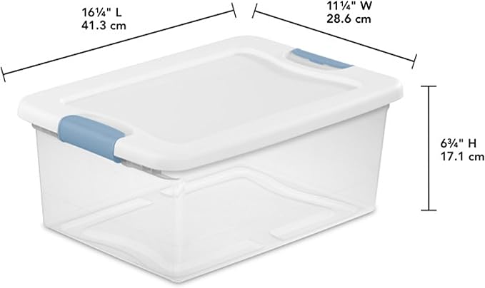 Sterilite 36-Pack Latching Box, Under Bed Storage Bins with Lids, Clear Plastic, 15 Quart - Heavy-Duty Organizing Containers for Closet, Bathroom, and Office