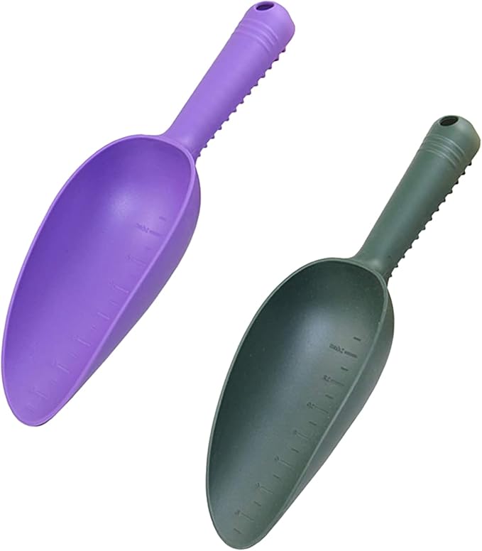 Plastic Garden Shovel Hand Trowel Tool Non-Slip Potting Soil Scoop Flowerpot Transplanting Digging Weeding Planting Cultivation 2 PCS