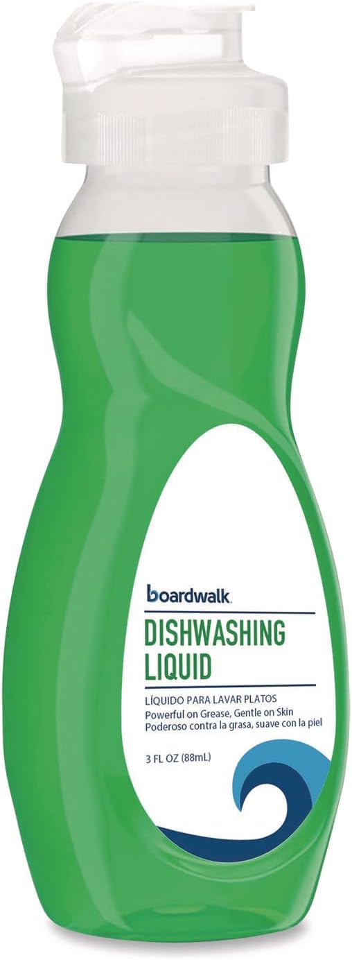 Boardwalk Dishwashing Liquid, Travel Dish Soap, Fresh Scent, 3 fl Ounce Bottle, Case of 72 Bottles