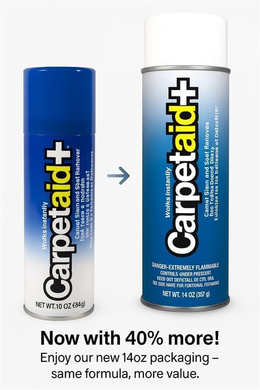 Carpet Aid Spot & Stain Remover, Removes Oil, Grease, Ink, Coffee, Pet Urine & Lipstick from Carpets, Rugs & Upholstery 10 Pk