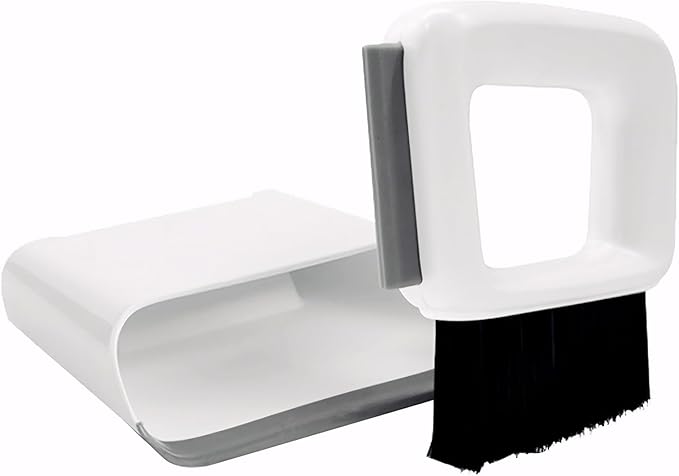 Compact Dustpan and Broom Set with Scrubber TPR Handle ABS Nylon Design Space Saving for Kitchen Bathroom Home Cleaning