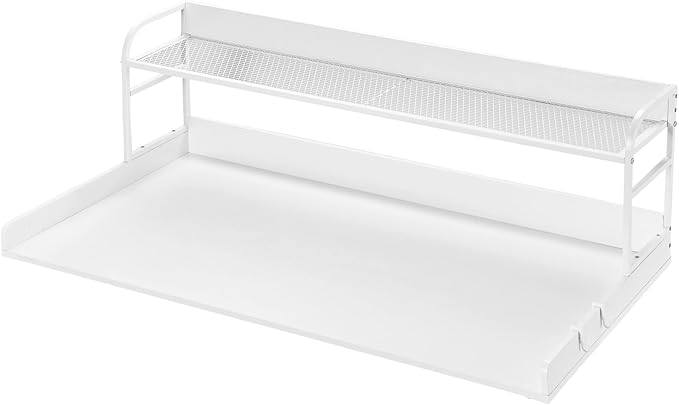 VEVOR Washer Dryer Countertop with 2-Tier Shelf, 54" x 27" Wooden Washer and Dryer Countertop with Anti-Slip Pads, Water-Resistant Laundry Topper Cover for Laundry Room Organization and Storage, White