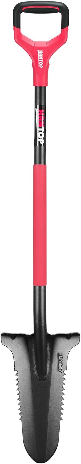 Drain Spade Garden Shovel Digging Shovels Root Saw Spade with Ergonomics Oval Steel Handle for Digging, Trenching, Cutting Roots,47.2 Inches