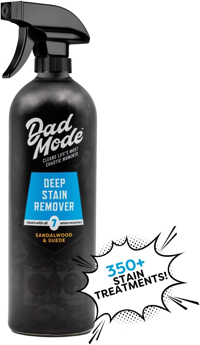 DadMode 7-Enzyme Laundry Stain & Odor Destroyer – Deep Cleaner for Extreme Clothing Messes Powered by Nuclease (DNAse) - Sandalwood & Suede, 16oz Refillable Bottle