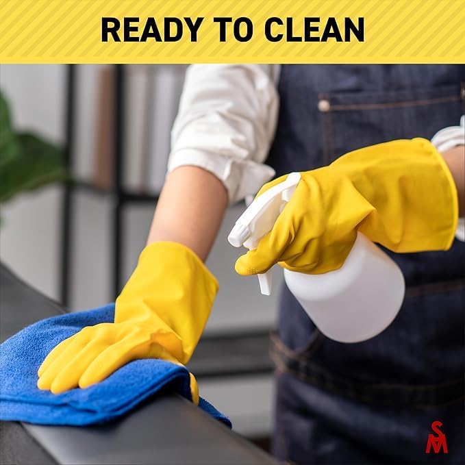 SteadMax 3/6 Pairs Cleaning Gloves, Reusable Natural Rubber Dish Gloves, Non-Slip Gloves for Kitchen and Household