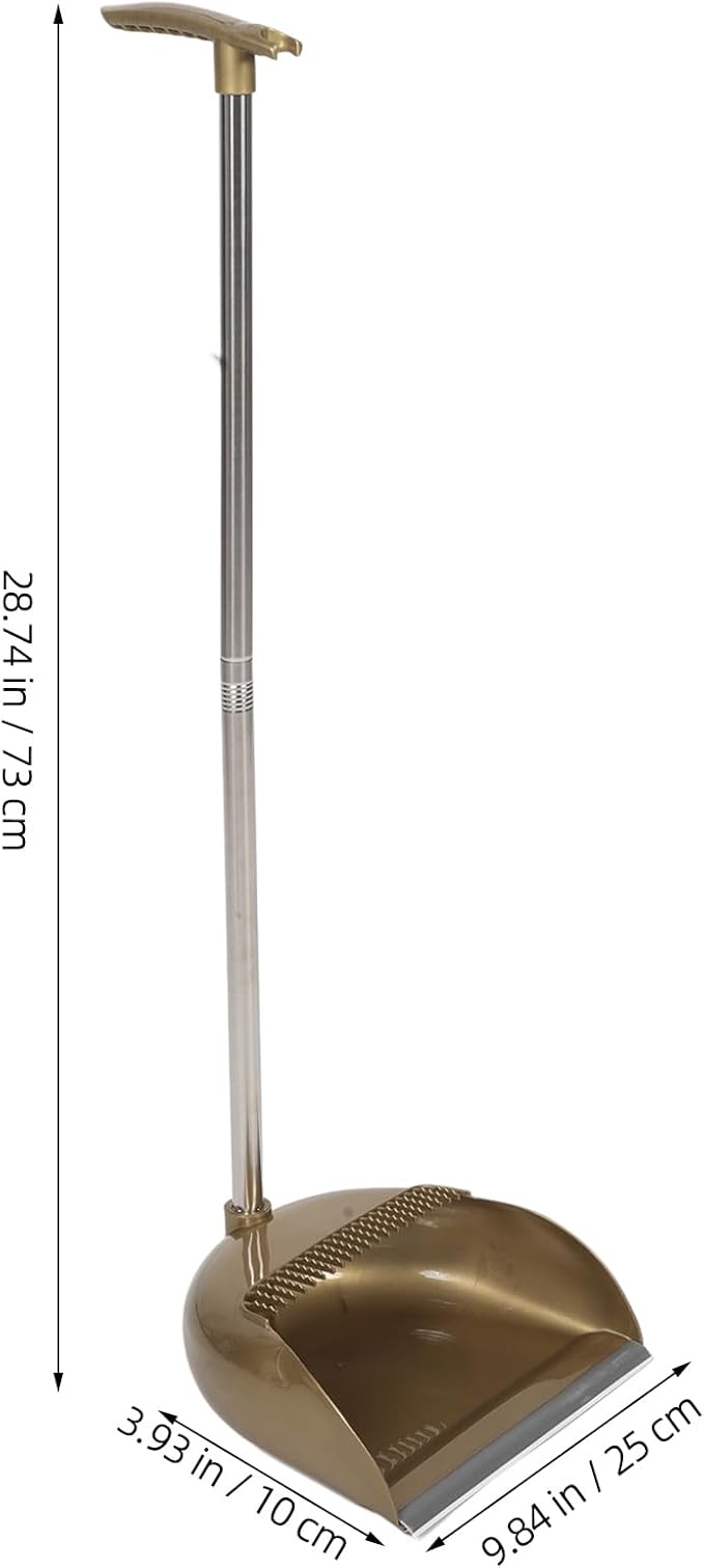 GANAZONO Broom Dustpan Scraper Set Long Handle Stand Up Broom Combo Dustpan for Home Kitchen Room Office Lobby Floor