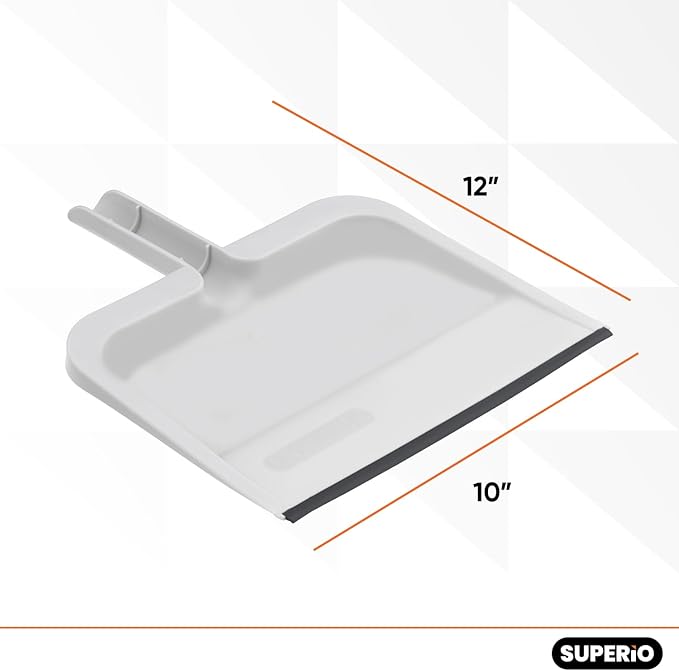 Superio Angle Broom and Clip-On Dustpan Set, Slim Hand Broom Telescopic Handle 53 Inches Tall, Clip On Dust Pan with Low Edge Rubber Lip
