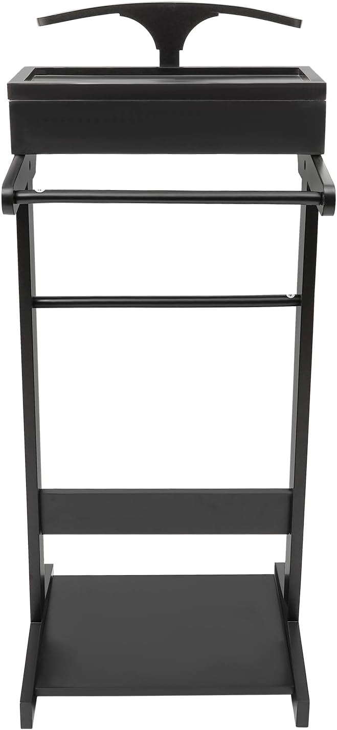 Wood Suit Rack Suit Stand for Man and Women Clothes Valet with Drawer Suit Valet Stands Men Valet Black Suit Valet for Entryway Office Living Room