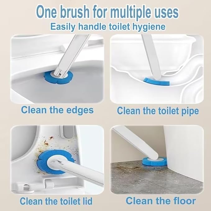 Disposable Toilet Brush Cleaning System with 24pcs Refill Pad Replacement Heads, Toilet Cleaning Stick, Wall-Mounted Toilet Wand Kit for Bathroom Maintenance, Toilet Brush with Holder