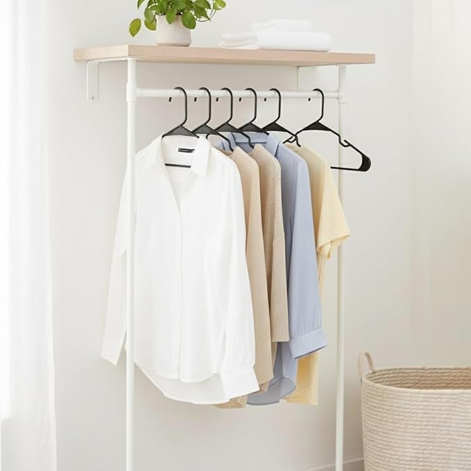 Utopia Home Plastic Hangers 50 Pack, Space-Saving Clothes Hangers with Non-Slip Shoulder Grooves for Strappy Clothes, Ideal for Home Closet Organization and Warddrobe Solutions (Black)