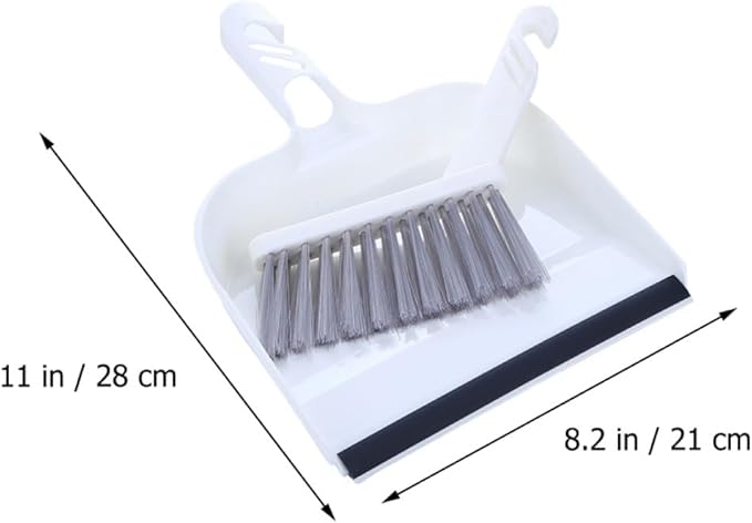 CLISPEED Mini Broom and Dustpan Set 2pcs, White Handheld Cleaning Brushes for Kitchen and Desktop, Compact Sweeping Tools for Home and Office Use