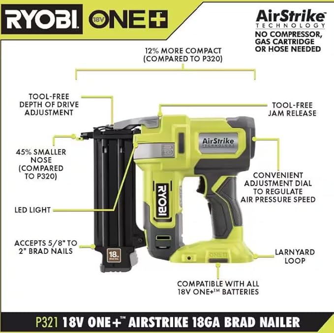 RYOBI 18V ONE+ Cordless Battery 18-Gauge Brad Nailer and Multi-Tool Combo Kit (Tools Only)