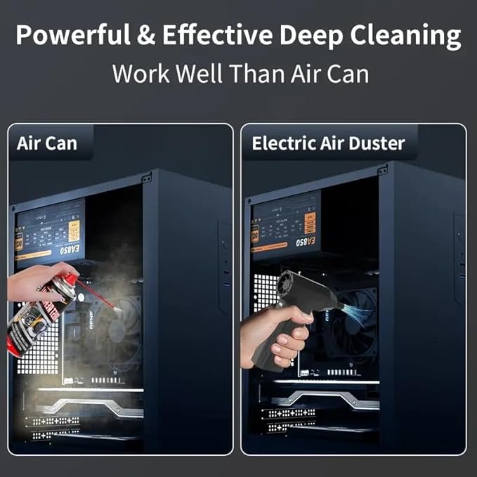 Compressed Air Duster-130,000 RPM Super Power Electric Air Duster 4-Gear Adjustable Cordless Air Blower Rechargeable for Computer, Keyboard, House, Outdoor