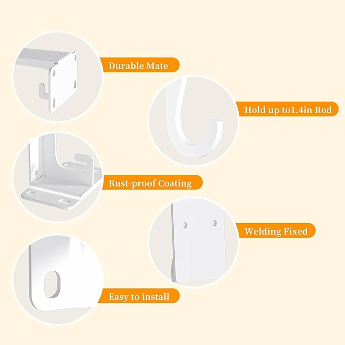 Closet Rod Bracket White WYGWP Heavy Duty Shelf Brackets with Rod Holder Supports 200lbs,Sturdy Closet Shelves Wall Mounted for DIY Home and Closet Decor