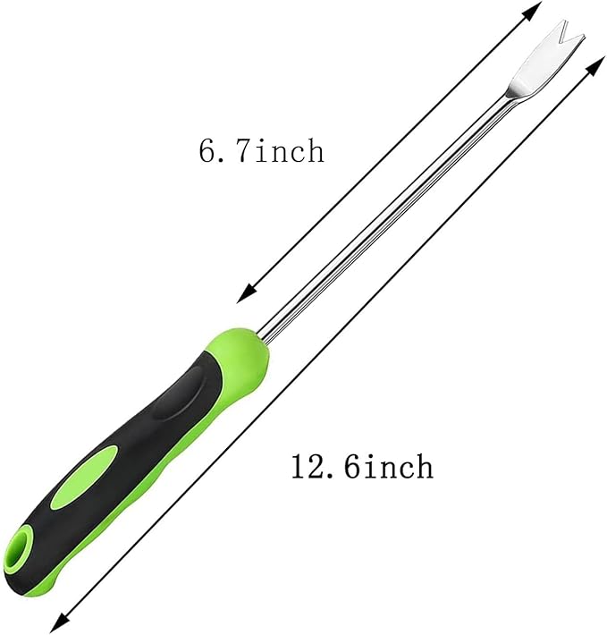 Dandelion Weeding Tool V-Shaped Fork Easy Weed Removal Stainless Steel Manual Weeder with Ergonomic Handle (Plastic)